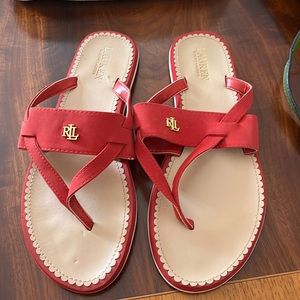Ralph Lauren red suede sandals size 10